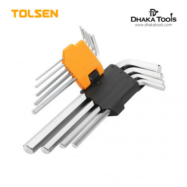 TOLSEN 9Pcs Long Arm Hex Key Set Allen Wrench (1.5/2/2.5/3/4/5/6/8/10mm) Model: 20048