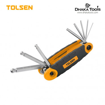 TOLSEN 8Pcs Folding Ball Point Allen Hex Key Set (1.5/2/2.5/3/4/5/6/8mm) Model: 20068