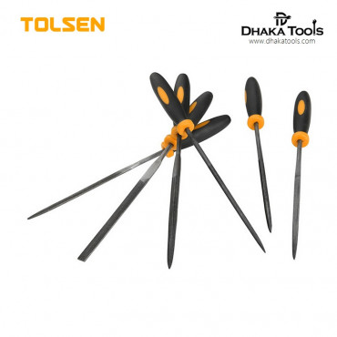 TOLSEN 6Pcs Needle File Set (3x100mm) TPR Handle Model: 32046