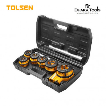 TOLSEN 9Pcs Metal Pipe Threader Set w/ 2 Extension Bars (1/4", 3/8", 1/2", 3/4", 1", 1-1/4") Industrial Series Model: 33011