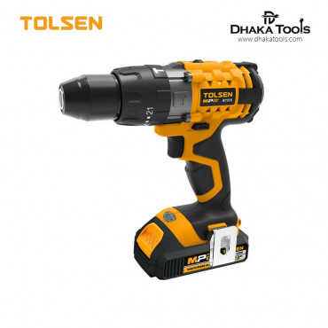 Tolsen 20V LI-ION Cordless Impact Drill with 2 Battery & Hard Case 13mm Metal Chuck (screwdriving / drilling / impact drilling) 87215