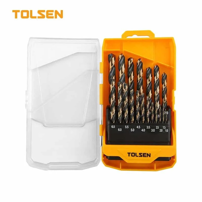 TOLSEN 19pcs Black & Gold HSS Twist Drill Bits Set ( 1mm to 10mm ) Model: 75086