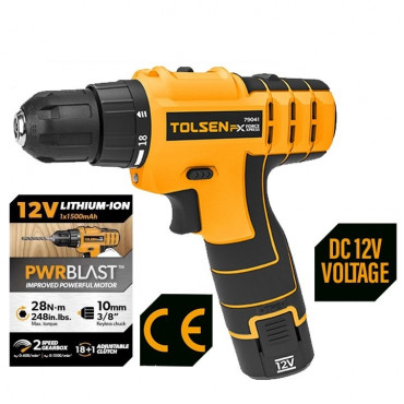 TOLSEN 12V Cordless Drill 10mm With Battery & Charger Model 79041
