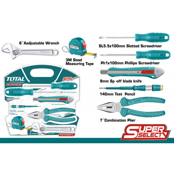 TOTAL 7Pcs Hand Tools Set Household Tool Set Model: THKTHP90076