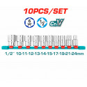 TOTAL 10 Pcs 1/2″ Socket Set Industrial Quality Model: THT121101
