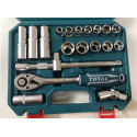 TOTAL 20pcs 1/2" Drive Socket Set | 72-Tooth Ratchet | 50BV30 Cr-V Steel | Model: THT121201