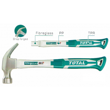 TOTAL 8oz Claw Hammer 200g Series Fiberglass, Polypropylene (PP) THT7386