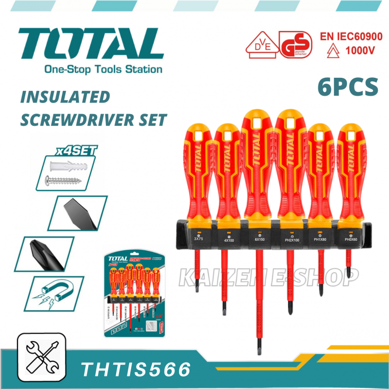 TOTAL 6Pcs Insulated Screwdriver Set THTIS566