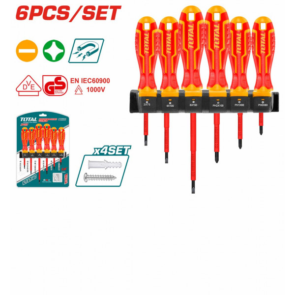 TOTAL 6Pcs Insulated Screwdriver Set THTIS566