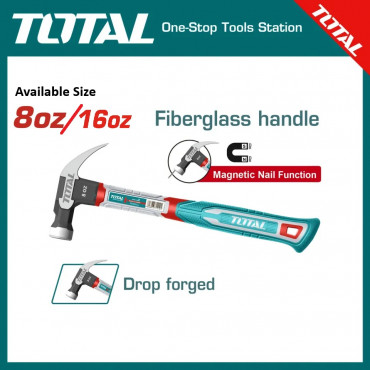 TOTAL Claw hammer Fiberglass Handle ( 8oz | 16oz ) Model: THTS7308 | THT73166