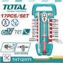 TOTAL 17Pcs 1/2" socket set with Ratchet Handle tht121171
