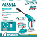 TOTAL TPWLI20362 Cordless pressure washer 24.8Bar, Car washer with battery & charge; 20V, 2.0Ah 