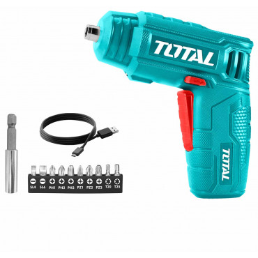 TOTAL 4V Li-ion Cordless Screwdriver with Accessories TSDLI0402