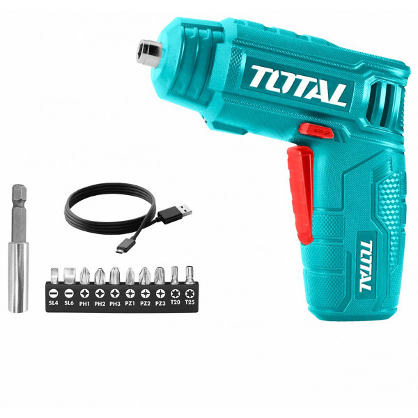 TOTAL 4V Li-ion Cordless Screwdriver with Accessories TSDLI0402
