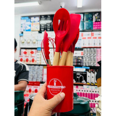 12 Pcs Silicone Spoon Set ( Red )