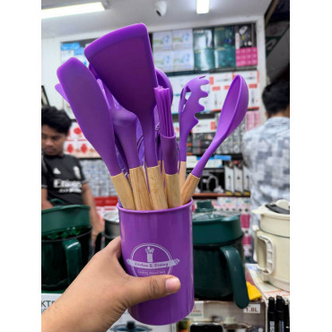 12 Pcs Silicone Spoon Set ( Purpel )