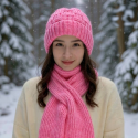 Windproof Cap with Scarf (Pink)