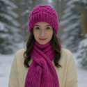 Windproof Cap with Scarf( Magenta )