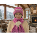 Windproof Cap with Scarf (Pink & Cream)