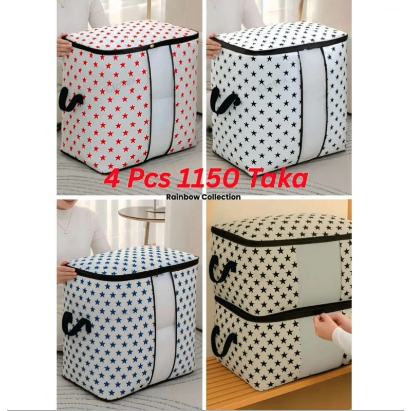 Star Printed Quilt Storage Bag ( 4 Pcs )