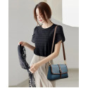 Genuine Soft Leather Handbag (Navy blue  )