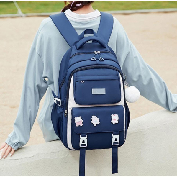 Academy Style School & Travel Backpack (Navy Blue)