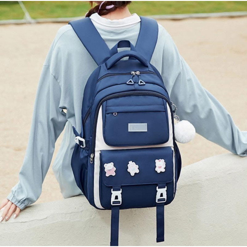 Academy Style School & Travel Backpack (Navy Blue)