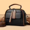 Luxury Design Soft PU Leather Lady Retro Handbag (black)