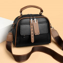 Luxury Design Soft PU Leather Lady Retro Handbag (black)