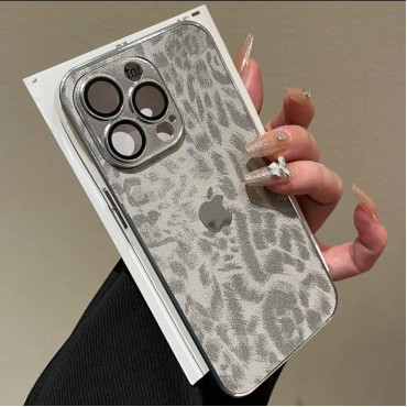 Luxury Leopard Print Glass Lens Film Soft Bumper Case – Women's Fashion Casing for iPhone 