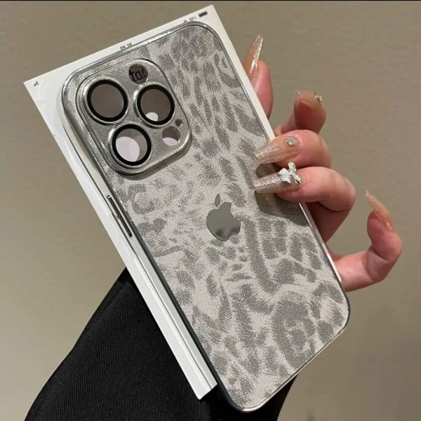 Luxury Leopard Print Glass Lens Film Soft Bumper Case – Women's Fashion Casing for iPhone 