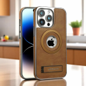 JINDUKA PU Leather Metal MagSafe With Kickstand Case For iPhone