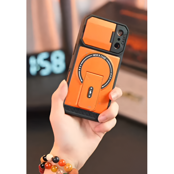 Orange Colour CamSheell Folding Bracket Armor Magnetic Phone Case for iPhone