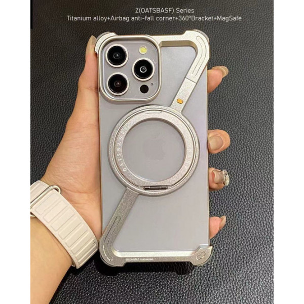 Z Shaped Metal Magsafe Bumper Case with Stand for iPhone