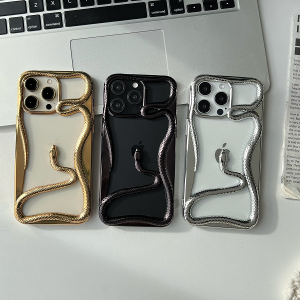 Hollow Snake Plating Poly Carbonate Phone Case for iPhone