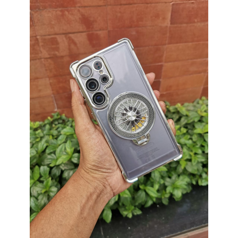 Luxury Clear Rotating Gyro Magnetic Stand Case For Samsung