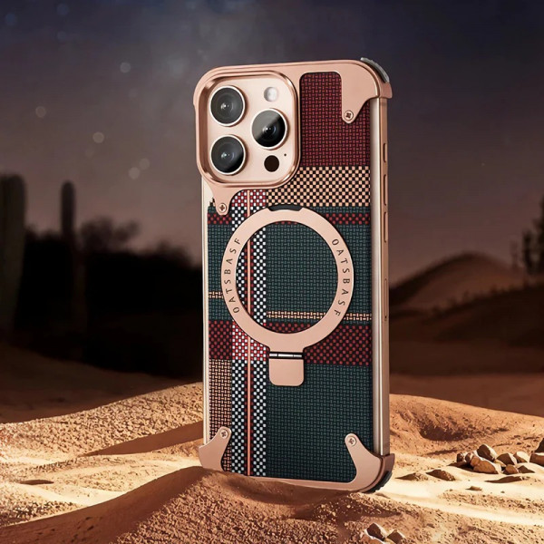 Carbon Fibre Magnetic Kickstand Metal Case for iPhone