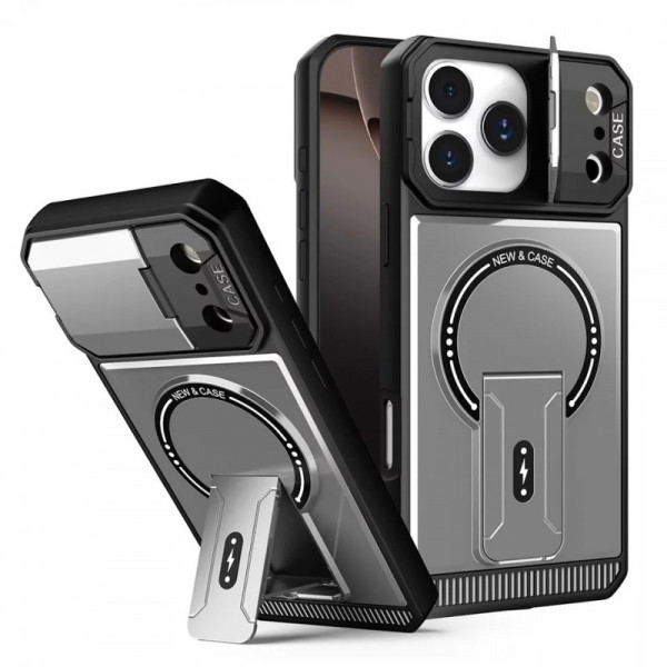 Poly Carbonate CamSheell Folding Bracket Armor Magnetic Phone Case for iPhone