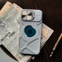 Fashion Logo Hole Magnetic Case for iPhone With Lens Protection Flip Stand Magsafe Silicone Soft Cover