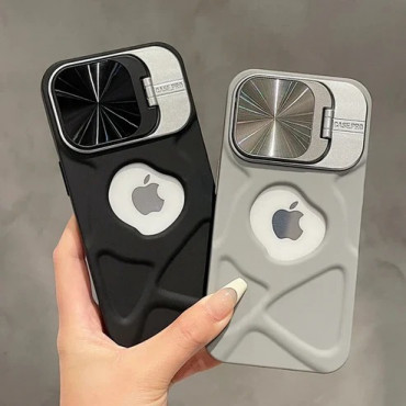 Fashion Logo Hole Magnetic Case for iPhone With Lens Protection Flip Stand Magsafe Silicone Soft Cover