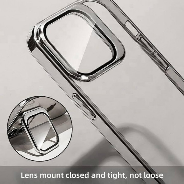 Luxury Plating Crystal Clear Anti Yellow Hard Case✨ With Stand Camera Lens Protector 
