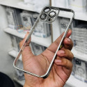 Luxury Plating Crystal Clear Anti Yellow Hard Case With Attached Camera Lens Protector 