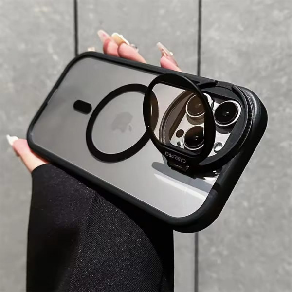 Acrylic Crystal Clear MagSafe Case with Folding Stand Camera Glass Protector