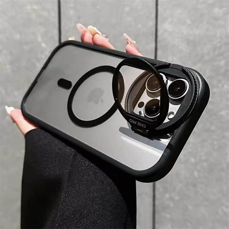 Acrylic Crystal Clear MagSafe Case with Folding Stand Camera Glass Protector