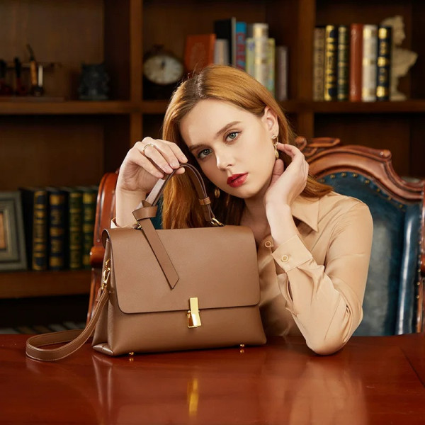Elegant Minimalist Genuine Leather Style Versatile Crossbody & Shoulder Handbag