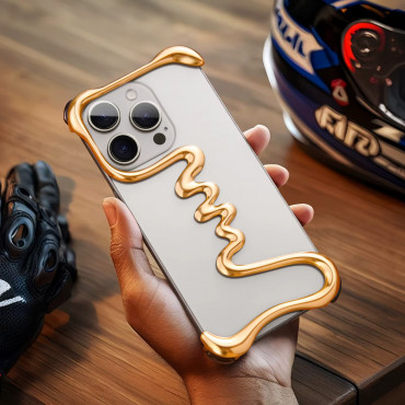 Oatsbasf Metal Phone Case for iPhone 14 15 16 Pro & Pro Max Bazel-Less Phone Protective Cover Air Cusion Anti-Drop Bumper Slim Case