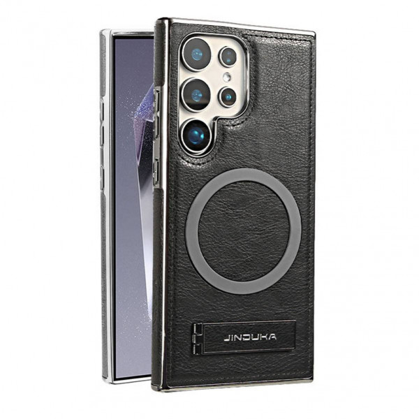 JINDUKA PU Leather & Metal MagSafe Samsung Case With Stand