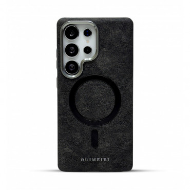 Suitable Plain Leather Electroplating Magnetic Wireless Charging Case For Samsung