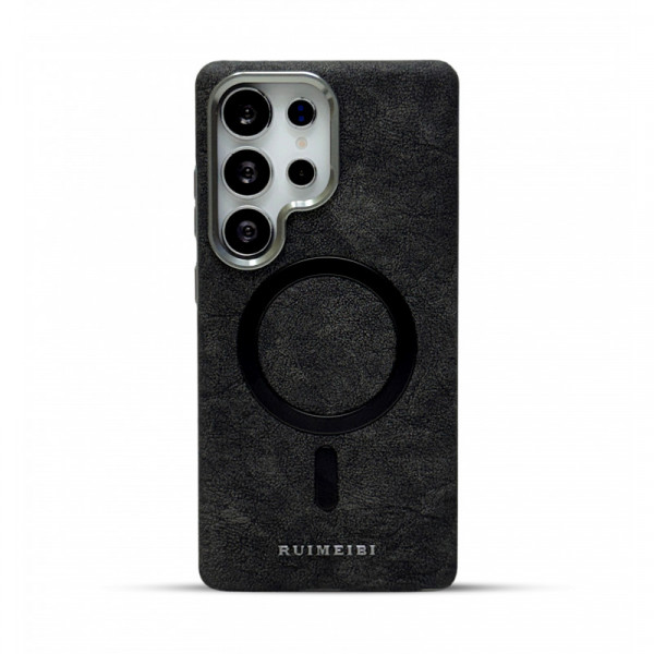 Suitable Plain Leather Electroplating Magnetic Wireless Charging Case For Samsung