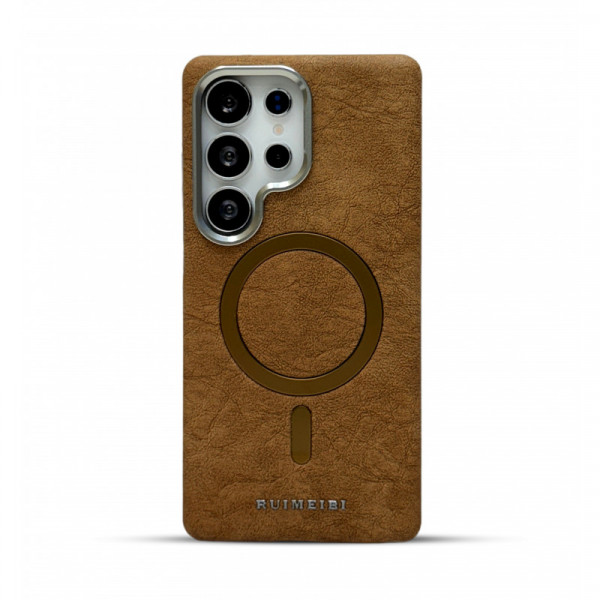 Suitable Plain Leather Electroplating Magnetic Wireless Charging Case For Samsung